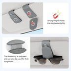 Sunglass Holder for Car Visor, Gray, 2 Packs | Suede Cloth, Magnetic, Organizer for Car Accessories