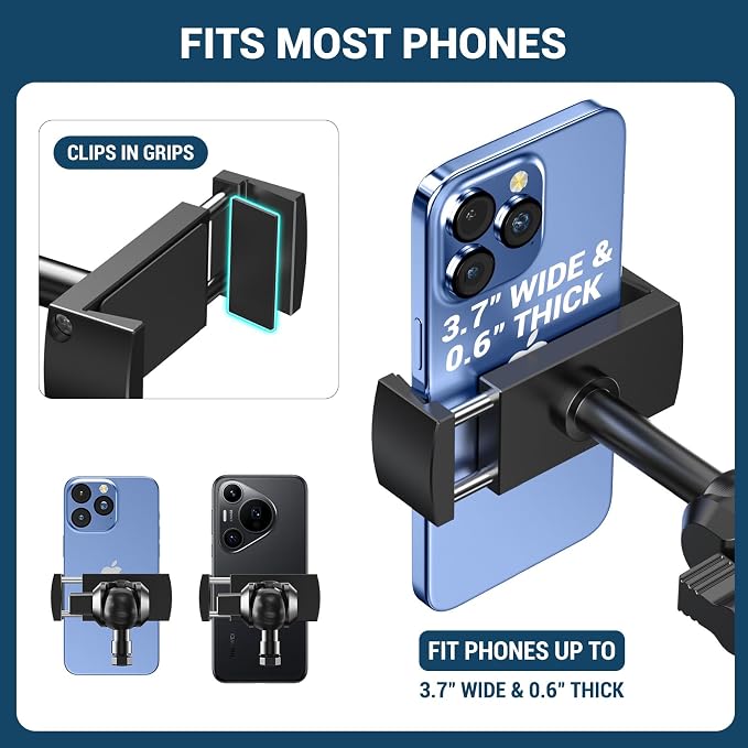No Punching Required Dash Phone Holder, Compatible with 2015-2020 F150 2017-2022 F250 F350, Metal Cellphone Mounting Bracket Stand for Most CellPhones (Clip Type)
