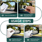 2 Pairs Blind Spot Mirrors for Cars, 2" HD Glass Frameless Convex Rear View Mirrors with 360° Adjustable Swivel Mount, Wide Angle Stick-On Mirror for Car SUV Truck Safety Driving Exterior Accessories