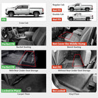 Floor Mats 2019-2026 for Chevy Silverado/GMC Sierra 1500, 2020-2026 for 2500 HD/3500 HD, Crew Cab & Bucket Seat Only (Fit with Rear Under-Seat Storage Box, Not Fit 2nd Row Plastic Box), Black