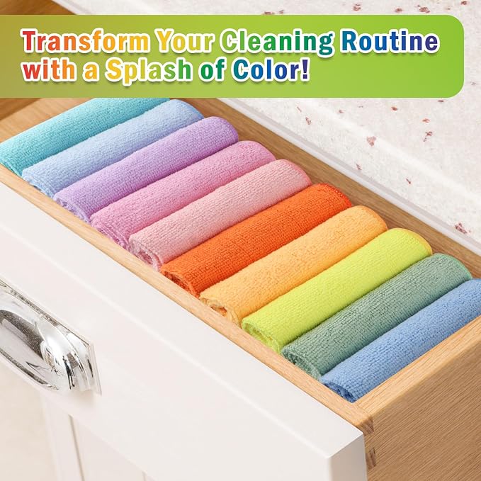 AIDEA Microfiber Cleaning Cloth-20PK, Microfiber Towels, Rags,11.5"×11.5" | Cleaning Rags, Lint Free Cloth, Wash Cloths, Dusting Cloth for Home, Window, Cars, Cleaning Supplies, Muilticolor