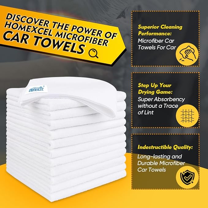 White Microfiber Cleaning Cloth 150 Pack, 12.5 x 12.5 inch Microfiber Towels for Car Washing Cleaning Rags for Car, Kitchen, and Window