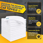 White Microfiber Cleaning Cloth 50 Pack, 12.5 x 12.5 inch Microfiber Towels for Cars, Ultra Absorbent Car Washing Cloth, Lint Free Streak Free Cleaning Rags for Car, Kitchen, and Window
