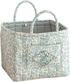 Floral Fabric Storage Basket Car Interior Storage Basket Underwear Sundries Laundry Baskets Supplies Home Organizer Bag (Blue floral A)
