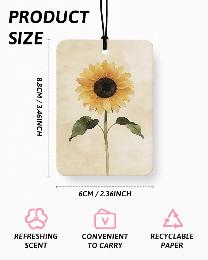 Hello Summer Floral Butterfly Car Air Freshener 4 Pcs Coconut Scented, Cute Car Accessories Mirror Decor for Women, Cottagecore Flower Hanging Air Freshener for Cars Closet Drawer Books