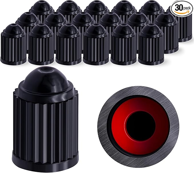 30PCS Tire Valve Stem Caps, The Upgraded Version Plastic Air Caps Cover, with O-Ring Rubber Seal, Universal Tyre Valve Dust Caps for Cars, SUV, Trucks, Bikes, Motorcycles, Bicycles(Black)