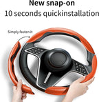 3Pcs Carbon Fiber Steering Wheel Cover Universal Fit 99% Cars | Non-slip soft grip, easy to wipe clean, quick to install, perfect for daily commutes and road trips, Orange