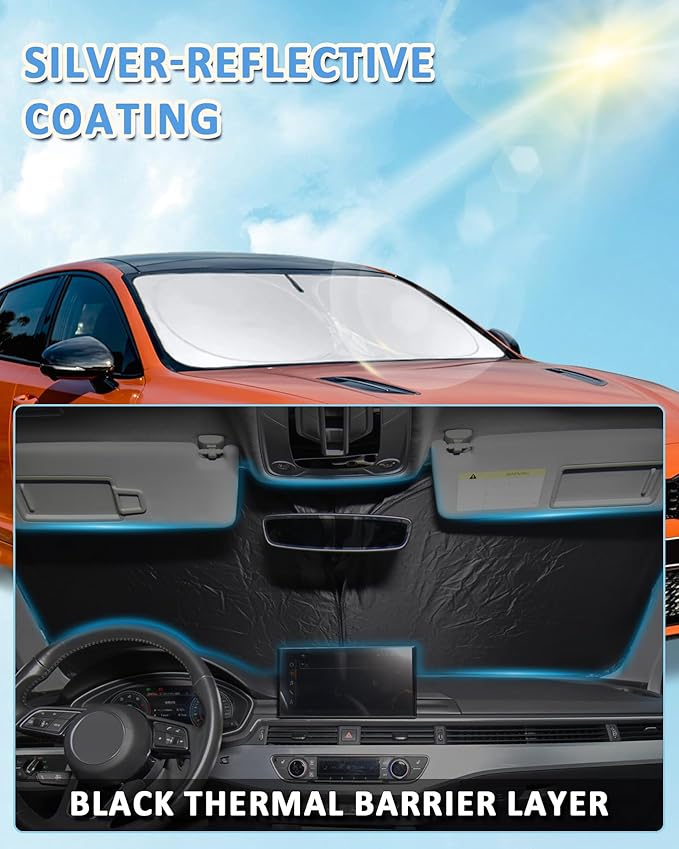 for Tundra 2020 Windshield Sunshade Car Window Sun Shade Custom Fit 2007-2021 Toyota Tundra Windshield Cover Limited SR5 Platinum TRD Pro 2Dr 4Dr Pickup Truck Accessories Sun Shield Protector
