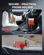 Upgraded Car Phone Holder - 2 in 1 Adjustable Cup Holder Expander Support 360° Degree Rotation - Car Cup Holder Phone Mount Compatible with All Smartphones