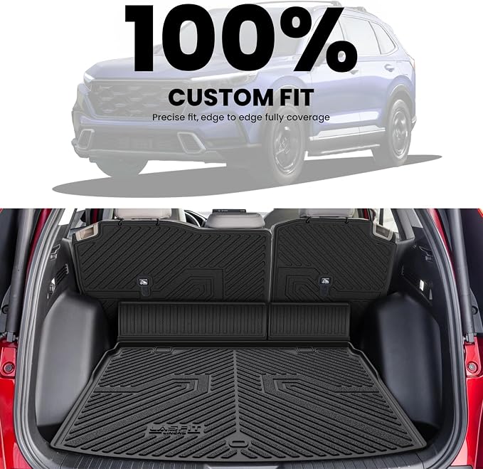 Full Set Floor Mats for Honda CR-V 2026 2025 2024 2023 (Gasoline & Hybrid & e:FCEV), All Weather TPE Custom Fit Floor Liners 1st & 2nd Row & Seat Back Mat & Cargo Mat (Upper Position)