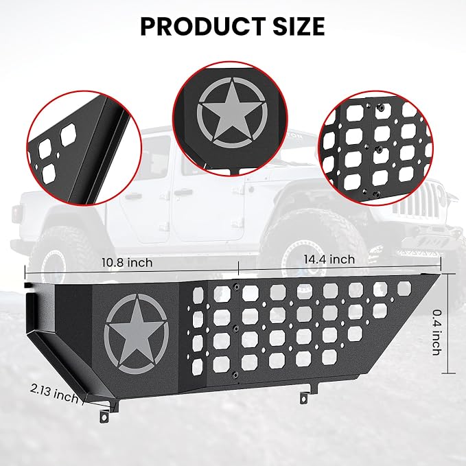 Metal Front Door Pocket Storage Box for Jeep Wrangler JL JLU 4XE 2018-2026 & Gladiator JT 2020-2023 2024 2025 2026 Accessories Door Organizer Storage Molle Panels (Not for Power Seats), 2PCS