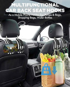 Purse Holder for Car, 2 Pack Heavy Duty Purse Hanger for Car, PU Leather Car Seat Hooks for Purses and Bags, Cute Flag Headrest Organizer for Handbags & Backpacks
