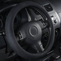 Black Faux Suede 14.5-15 Inch Memory Foam Steering Wheel Covers Breathable Anti-Slip Odorless Steering Wheel Universal Fit for Men Women