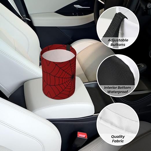 Red Spider Web Car Trash Can Small Portable Car Garbage Bag for Back Front Seat RV's Camping Accessories