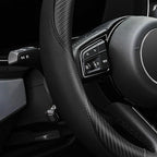 YHONGJT Soft Microfiber Leather Anti-Slip Car Steering Wheel Cover, Universal Fit 15 Inch for Women Girls, Fit Vehicles, Sedans, SUVS, Vans, Trucks - Black