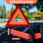 3 Pack Emergency Warning Triangles, Reflective Roadside Safety Triangle Kit with Storage Case, Foldable Hazard Reflective Triangles for Vehicles, Car Breakdowns, and Roadside Emergencies