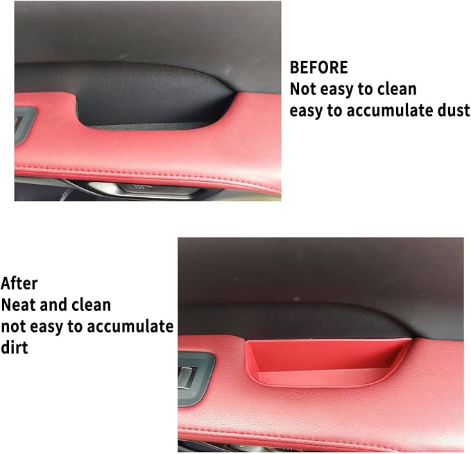 Door Handle Storage Box fit for Lexus RX 2023 2024 2025 2026 Accessories Car Pocket Organizer (4PCS Black TPE Storage Box-4 Door) (red)