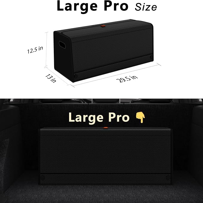 Car Trunk Organizer for SUV,Car Organizers and Storage with Collapsible Storage, Magnetic Lid Large Capacity for SUV, Truck, MPV (Carbon Black, XXL-29.5×13×12.5 IN)
