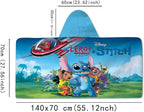 Stitch Printed Soft Cotton Terry Hooded Towel Wrap, Absorbent Hooded Towel for Bath Pool Beach Lounging, 28 in x 55 in