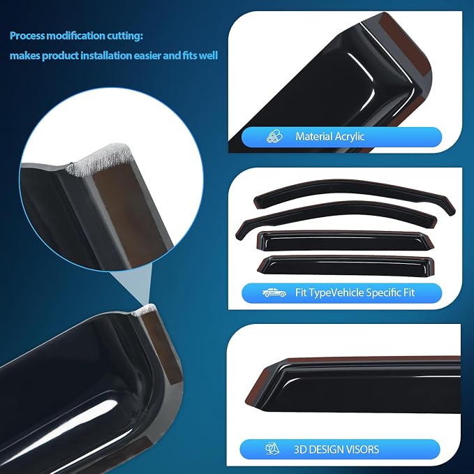 Window Rain Guards for Mazda CX-5 2017 2018 2019 2020 2021 2022 2023 2024 2025 Window Deflectors, Vent Window Visors-4 Pieces