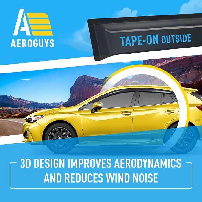 Extra Durable Window Deflectors Tape-On Window Visors Rain Guards Fit for Subaru Impreza 2017-2023 Hatchback, Sun Visors, Wind Vent for Shades, Exterior Car Accessories - 4pcs. AG0550