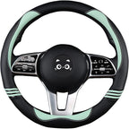 Steering Wheel Cover with Carbon Fiber and Anti-Slip Rubber Ring,Universal Fit 14.5-15 inches for Cars,SUV (Fruit Green)