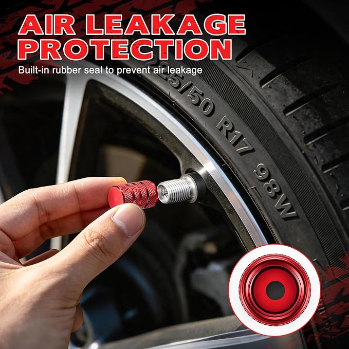 12PCS Tire Valve Stem Caps, Car Exterior Accessories, Aluminum Alloy Valve Cover Universal for Cars, Trucks, Motorcycles and Bicycles (Red)