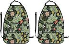 William Morris Green Floral Car Seat Back Kick Protectors Kick Mats With Storage Pockets For Vehicles To Protect From Dirt Mud Scratches 2 Pack