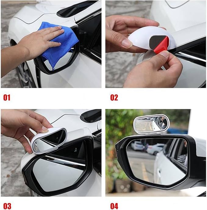Blind Spot Mirror for Car, Adjustable Convex Wide-Angle Blindspot Mirrors, 360° Rotatable Small Stick-On Blind Side Mirror for Cars, SUVs & Trucks