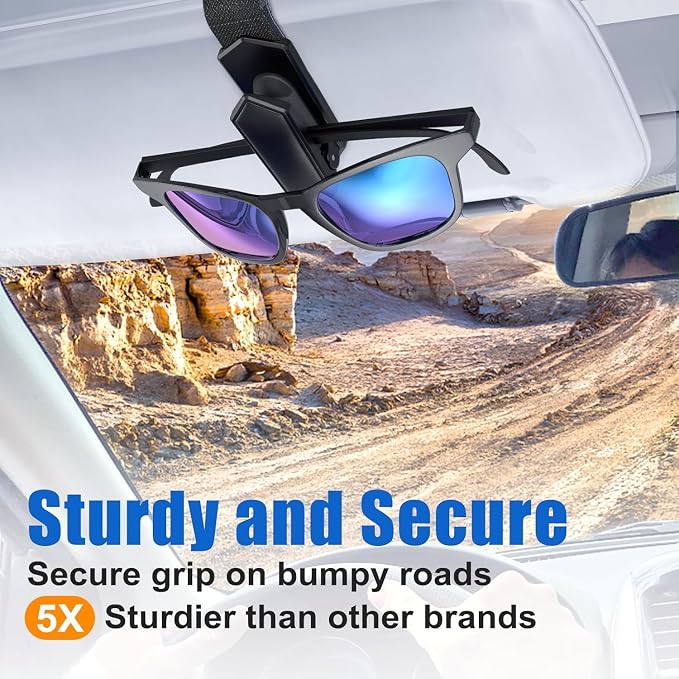 Sunglass Holder for Car (One-Handed-Operation, Gentle & Secure Hold, Silicone Padded, Universal Fit, Metal Clip) Visor Sunglass Holder Clip,Visor Sunglass(Black, 1 Pack)