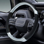 Leather Steering Wheel Cover for Chevy Silverado 1500 2500 3500, 14.5-15 inches Car Steering Wheel Cover with Non-Slip Breathable (Bright Silver)