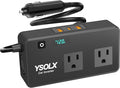 300W Car Inverter Power Outlet Dual AC Car Plug Adapter Outlet | For camping & road trips, 24W USB C/A charge for devices, LED shows real-time voltage & battery status