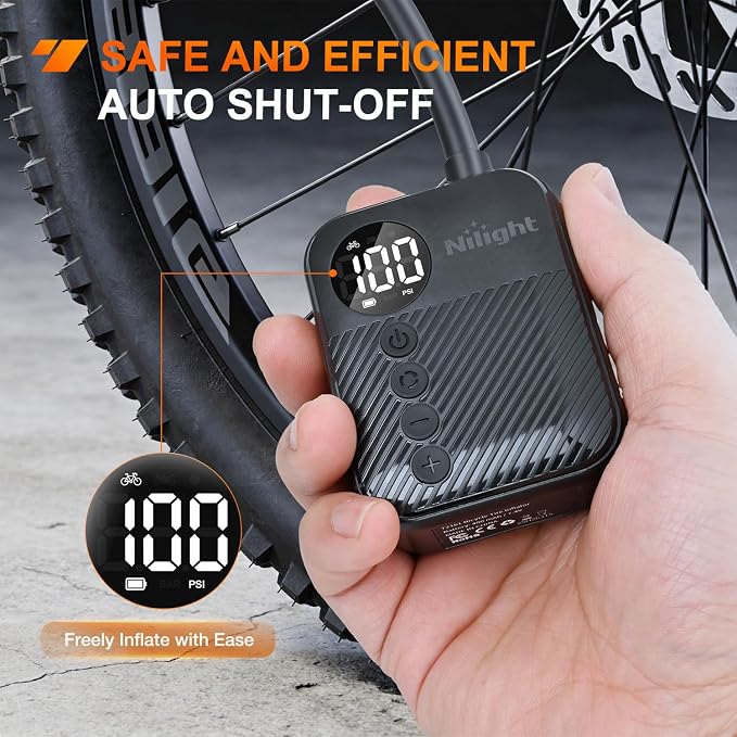 Mini Bike Pump with Gauge Fast Inflate Tiny Bicycle Air Pump Portable Air Inflator 150PSI with Presta and Schrader Valve for Road Mountain Bike E-Bike Motorcycle Ball