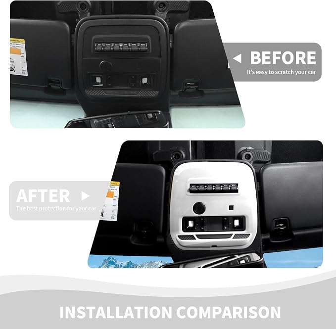 for Bronco Front Reading Light Panel Trim Cover Compatible with 2021-2025 Ford Bronco Interior Accessories 2-Door 4-Door, White (with AUX Switches)
