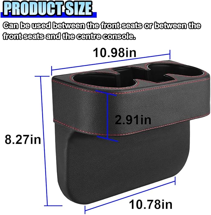 ZIMISI Car Cup Holder, Leather Front Console Gap Filler Organizer (Black) | Car Seat Gap Filler Storage Box, Multifunctional Car Cup Drink Holder, Coin Bucket, Cell Mobile Phone Holder