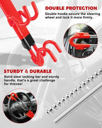 Steering Wheel Lock Anti-Theft Car Device Heavy Duty Security Car Lock Antitheft Locking Devices Great Deterrent Adjustable Car Wheel Lock Anti Theft for Vehicle Truck SUV with 3 Keys (Red)