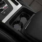 Checkered Gray Steering Wheel Cover Universal 15 Inch + 2 Car Coasters | neoprene Non-Slip Breathable Elasticity Universal for Car Truck SUV for Women Men