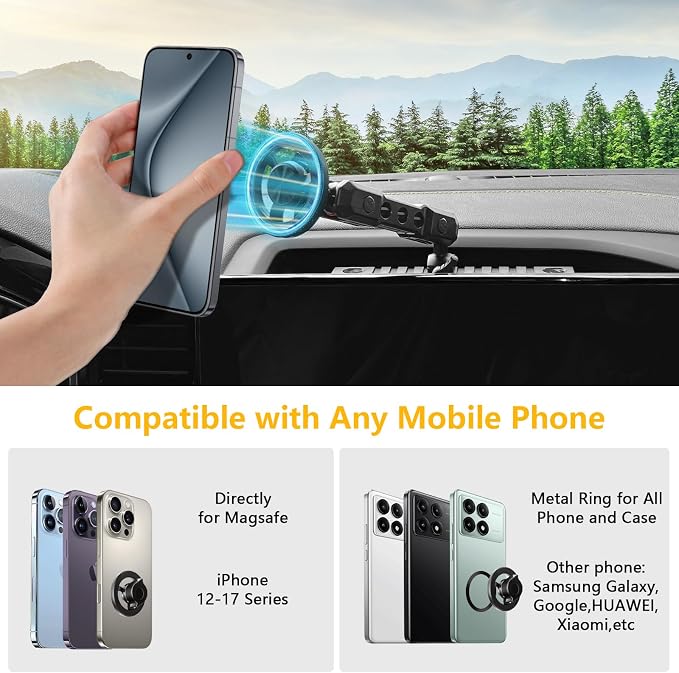 Phone Mount for 2022-2026 Chevrolet Silverado 1500/ GMC Sierra 1500 2500 3500 HD, Dash Platform Magnetic Phone Mount with 13.4" Touchscreen, 360° Adjustable Magsafe Phone Holder
