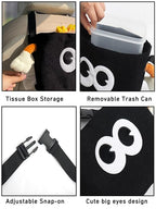 Car Cute 2 in 1 Trash Can with Tissue Holder Box Seat Back Bag Hanging over the Seat Organizer Plush Cartoon Animal Storage Garbage,Black