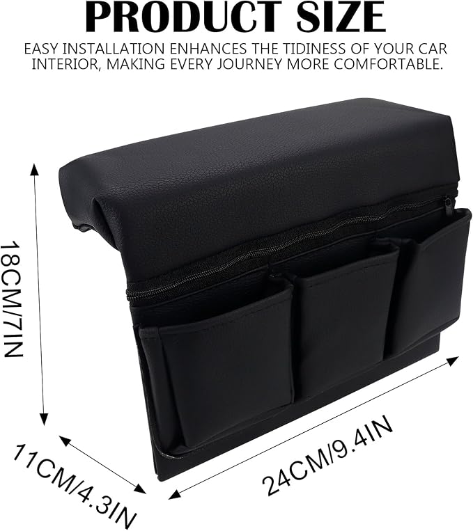 Universal Car Door Side Storage Pocket - Black Leather Window Armrest Organizer Bag with Extra Storage Space for Vehicle Interior Accessories