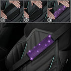 12 Pcs Bling Car Accessories Set for Women Car Floor Mats Full Set Steering Wheel Cover Seat Belt Covers Coasters Universal Fit Car SUV Truck Van Purple