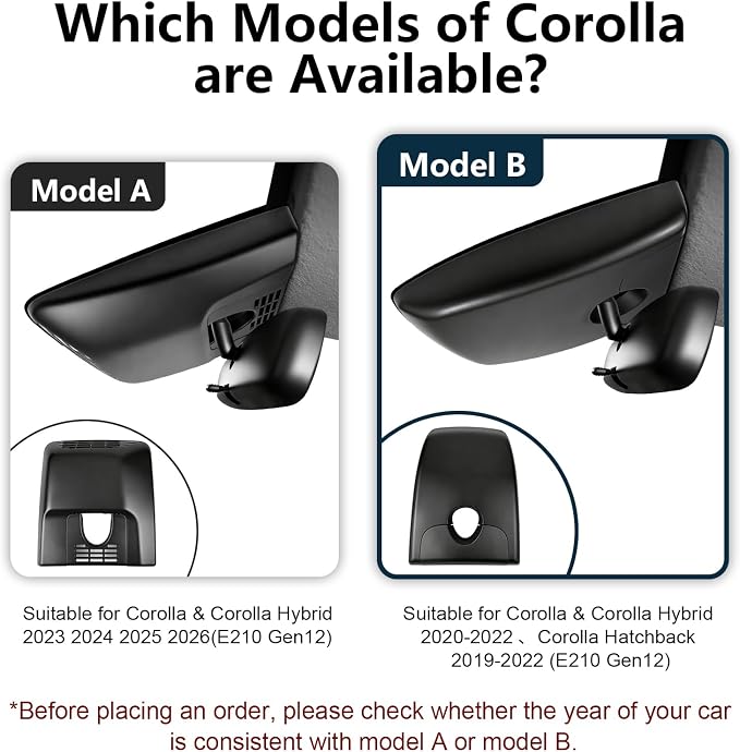 Front 4K & Rear 1080p Dash Cam for Toyota Corolla & Hybrid 2020 2021 2022 | Corolla Hatchback 2019-2022 Gen12 E210 (Model B), LE XLE XSE SE etc, Integrated OEM Look, App & WiFi,GPS, 128GB Card