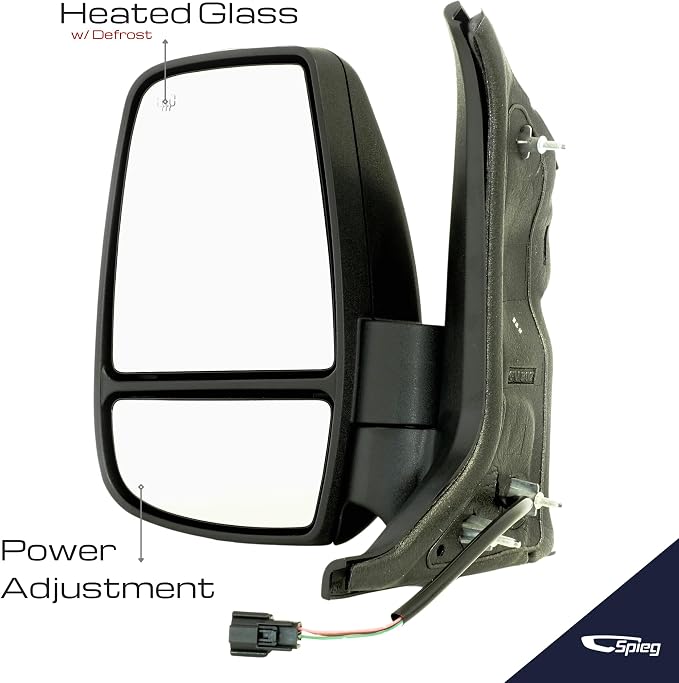 Driver Side Mirror for 2018-2019 Ford Transit 150 250 350 Power Adj Heated Power Folding Turn Signal Light Short Arm Textured Black 8 Pins Left FO1320602