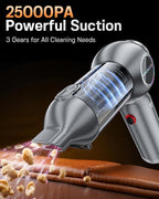 Handheld Car Vacuum Portable Cordless 25000Pa High Power Small Mini Hand Vacuum Rechargeable 4-in-1 Wireless Handheld Vac for Car Office Desktop Home Cleaning Ideal Gifts for Men & Women
