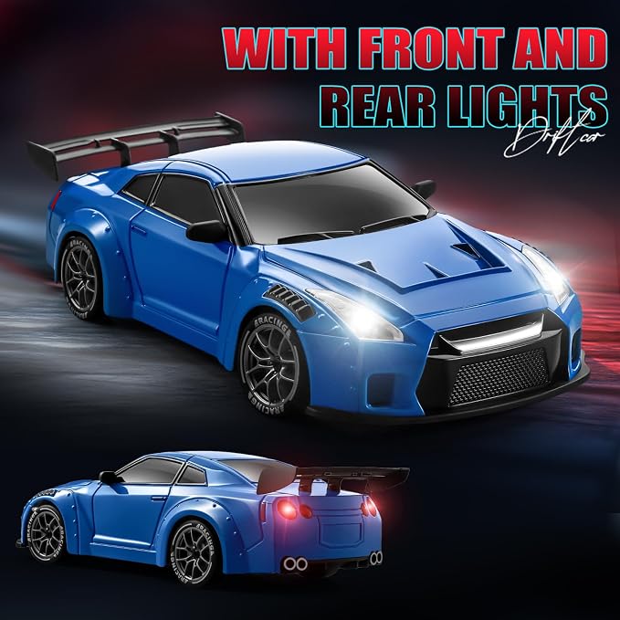 RC Drift Car, 1:24 Remote Control Car for Kids, 20KM/H 4WD High Speed RC Cars with Lights, Extra Racing Tires, Vehicle for Adults Boys Girls