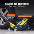 Low Profile Floor Jack 2 Ton (4400 lbs), Heavy Duty Aluminum Hydraulic Racing Floor Jack, Hydraulic Car Jack, Dual Piston Quick Lift Pump, 3.2"-14.6" Height Lifting Range (Yellow)
