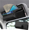 Car Sun Visor Organizer, Car Visor Pocket Wallet Pouch Holder, Vehicle Sunshade Glasses Case Storage Bag with Multi-Pocket Net Zipper, Auto Interior Accessories Universal for SUV Truck Van (Black)
