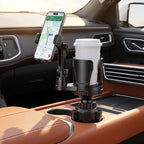 2-in1 Car Cup Phone Holder, 360°Rotation Cup Holder Expander with Phone Mount, Cup Phone Holder for Car Fits All 4-7" iPhone Galaxy Smartphones, Cup Holder Insert for 10-46 OZ Bottles