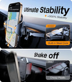 Military-Grade Sturdy Car Phone Holder Mount, Upgraded Anti Shake Metal CD Slot & Air Vent Thick Case Friendly Phone Mount for Car Fit for iPhone 17 16 15 Samsung All Phones