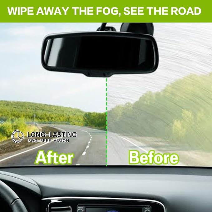Glass Anti-Fog Wipes Pre-moistened Quick Antifog Defogger Prevent Fogging on Car Windshield, Mirror, Shower Door, Window, Helmets, Goggles Resealable Bottle Pack - 40 Wipes